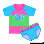 iiniim Little Girls Two Piece Swimsuit Set Kids Short Sleeve Rash Guard Swimwear Bathing Suit  B07BV8MWMW